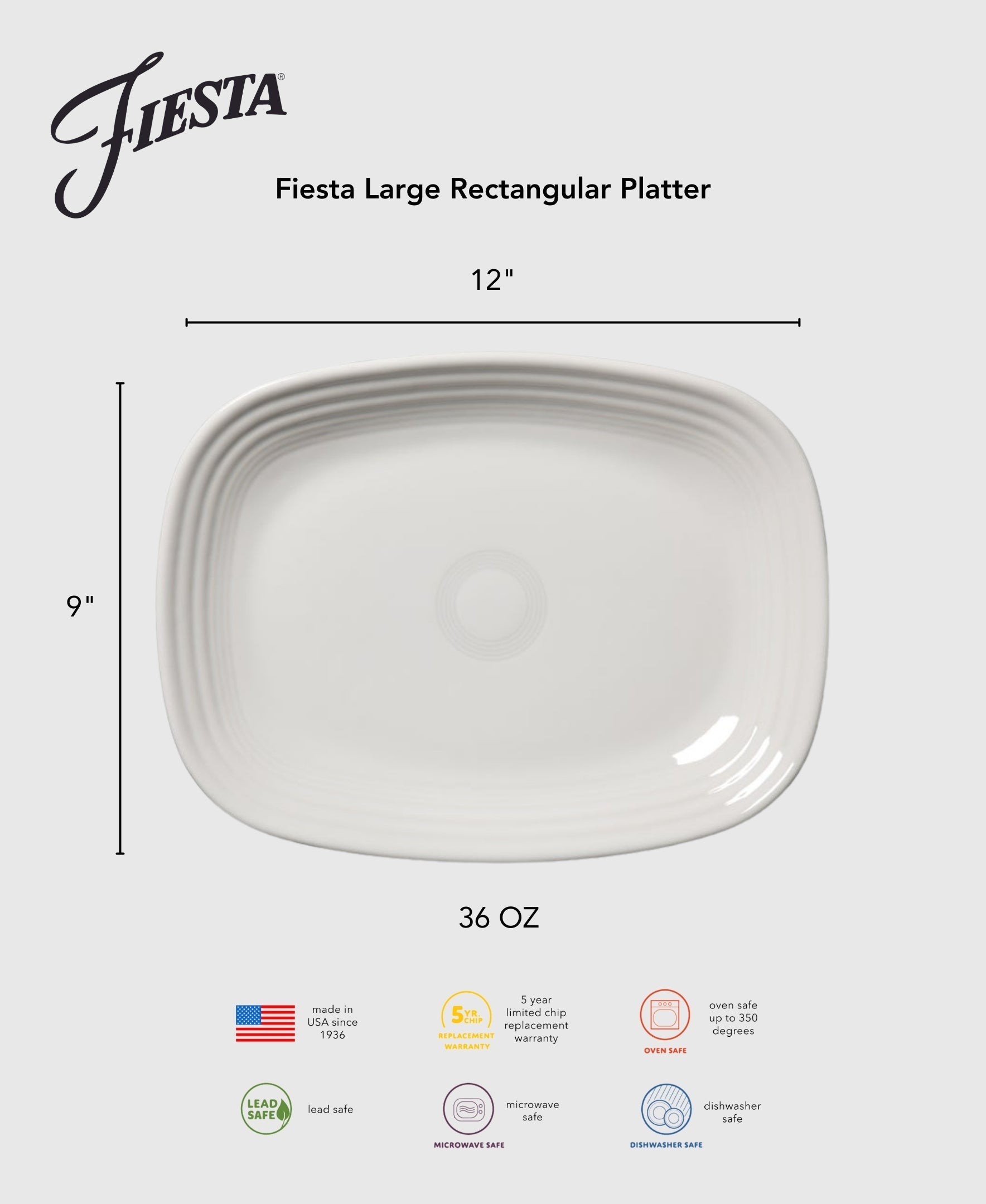 Fiesta Dinnerware - Fiesta 12 Inch Large Rectangular Platter - Image 6