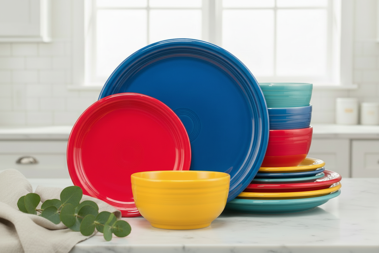Fiesta Dinnerware - Mixed Vibrant Bistro Coupe 12-Piece Dinnerware Set, Service for 4 - Image 3