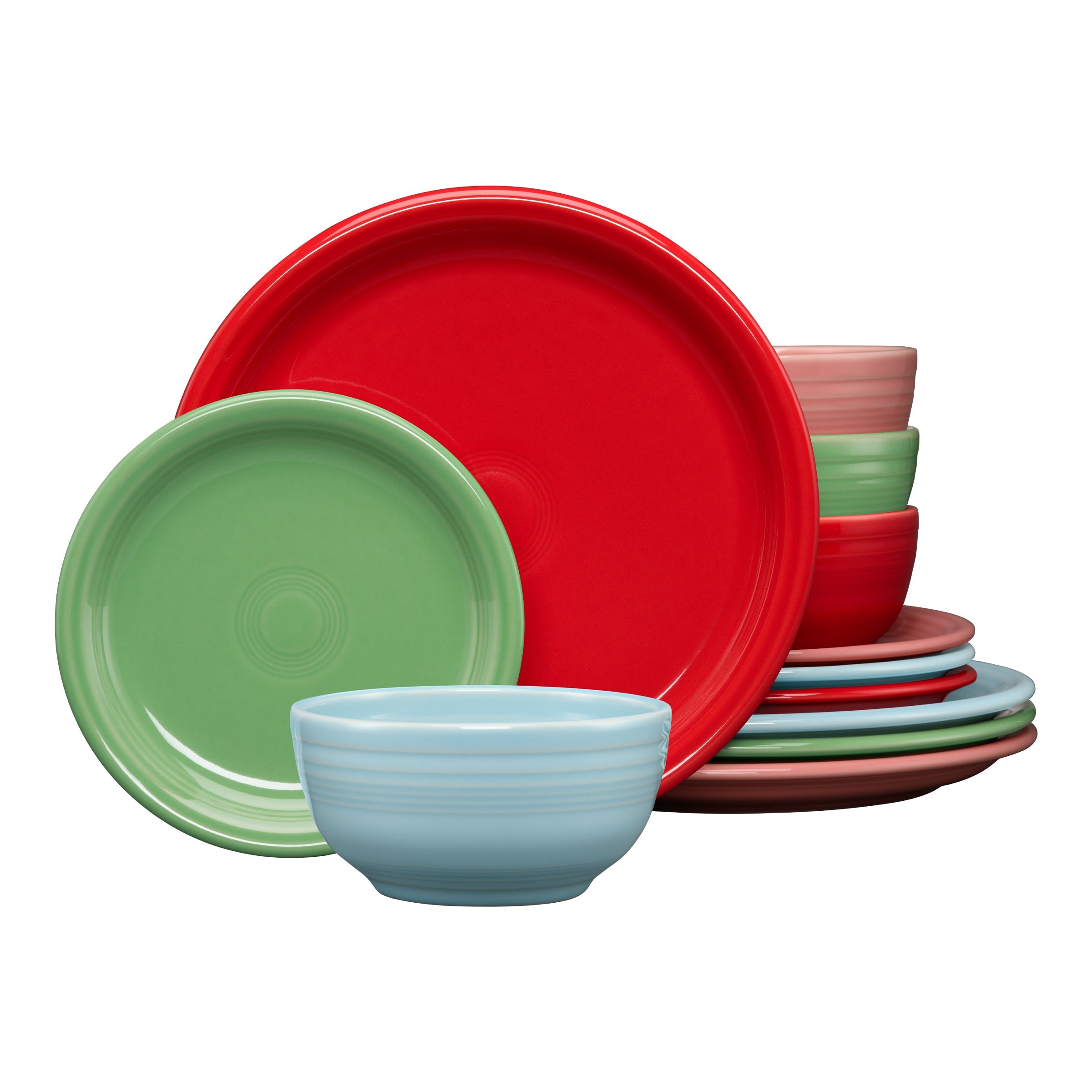 Fiesta Dinnerware - Peppermint Frost Mixed Color Bistro Coupe 12-Piece Dinnerware Set, Service for 4