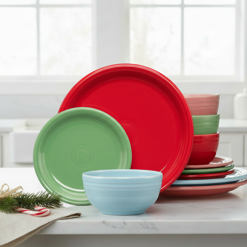 Fiesta Dinnerware - Peppermint Frost Mixed Color Bistro Coupe 12-Piece Dinnerware Set, Service for 4 - Image 2