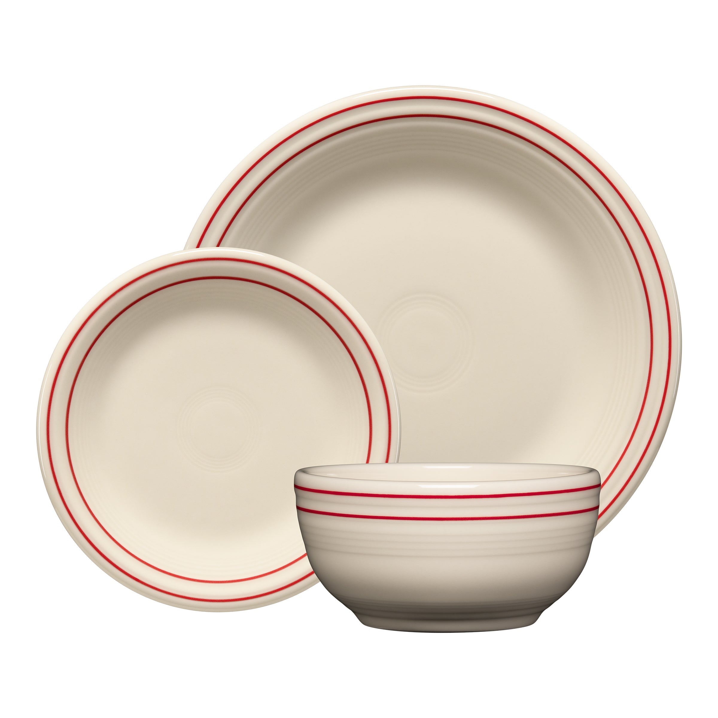 Fiesta Dinnerware - Americana Scarlet Band Classic Bistro 3-Piece Place Setting, Service For 1