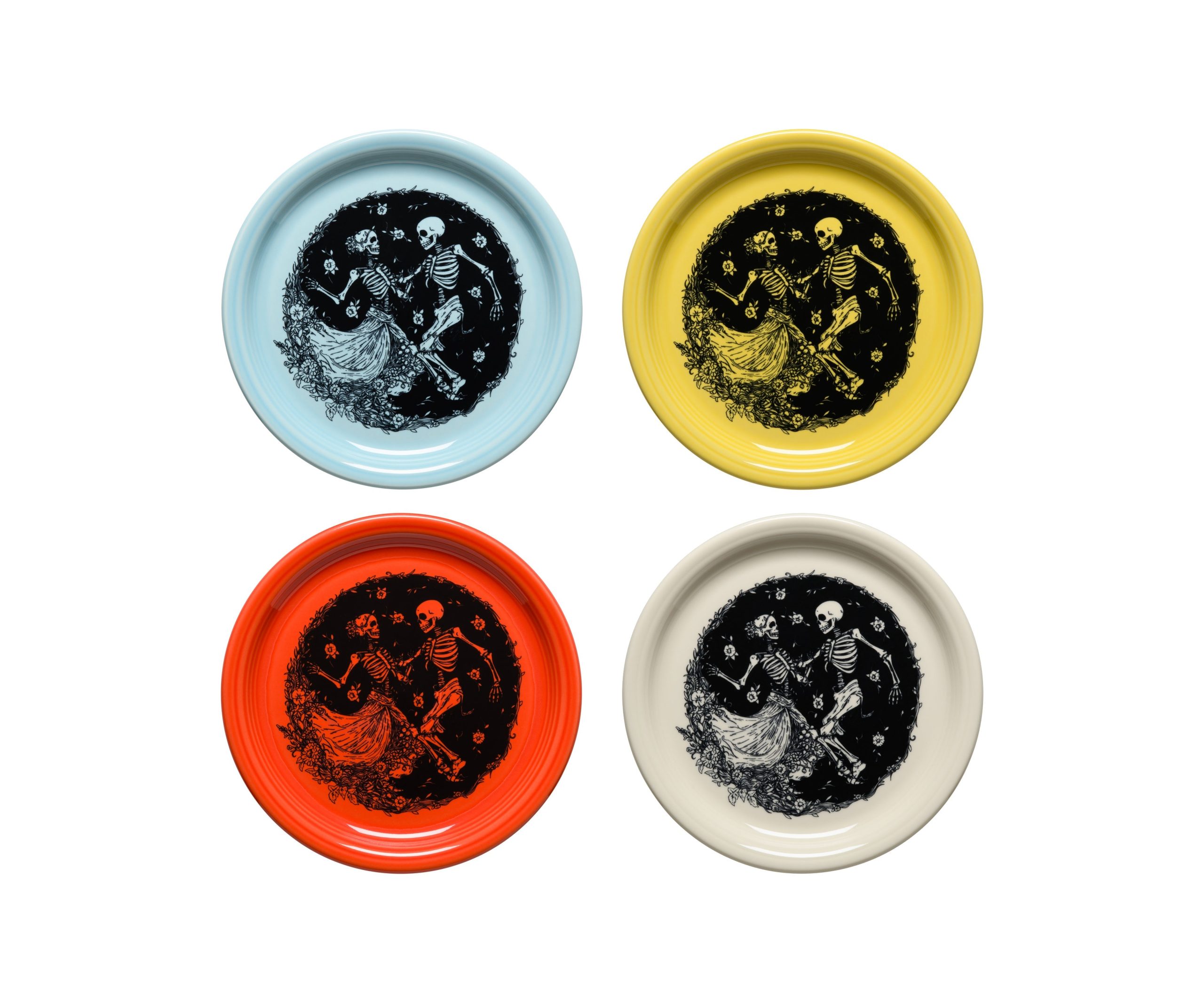Fiesta Dinnerware - Mixed Skeleton Duet Bistro Coupe 9 Inch Luncheon Plate, Set of 4
