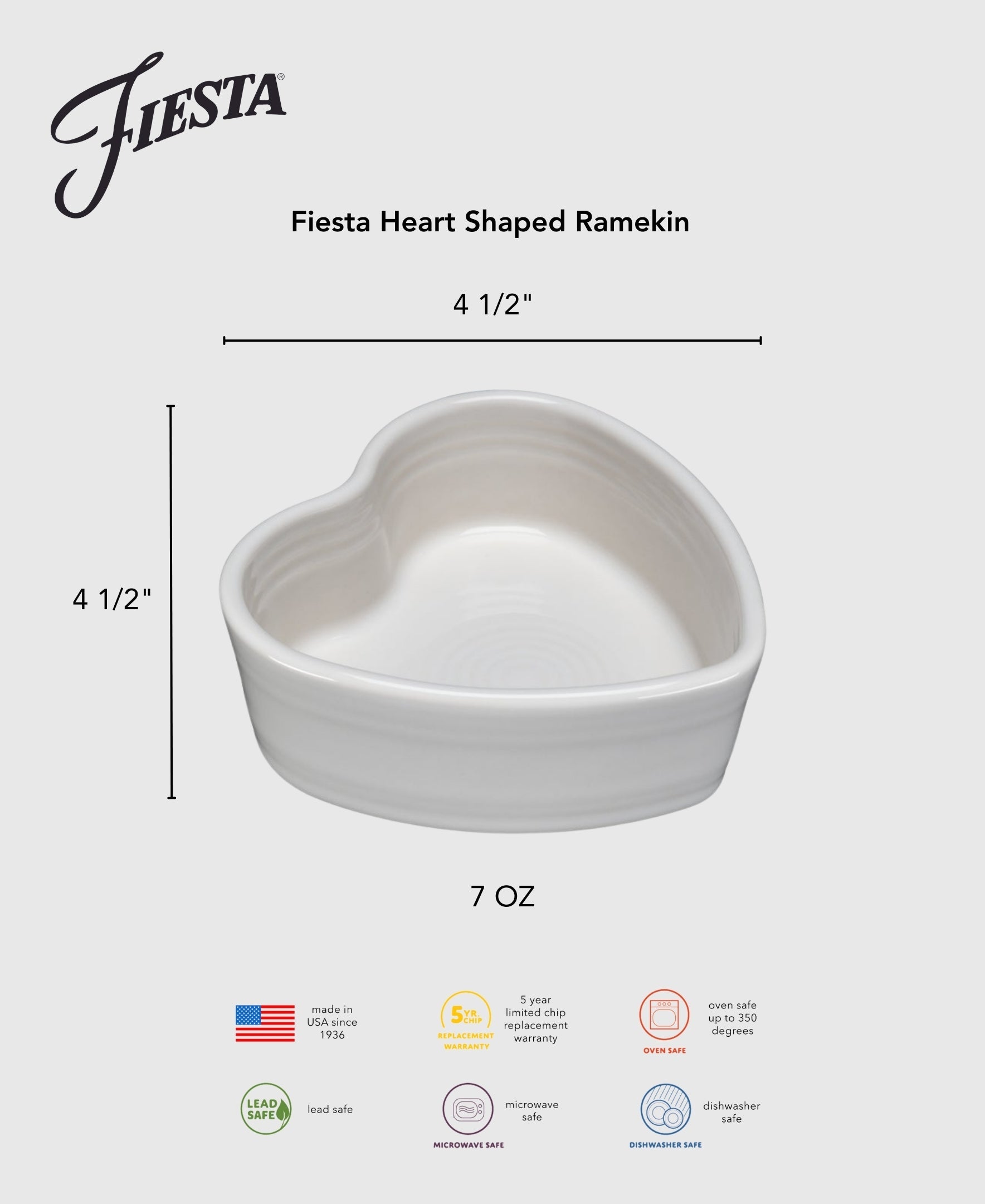 Fiesta Dinnerware - Fiesta 7 OZ Heart Shaped Ramekin 4 1/2 Inch - Image 5