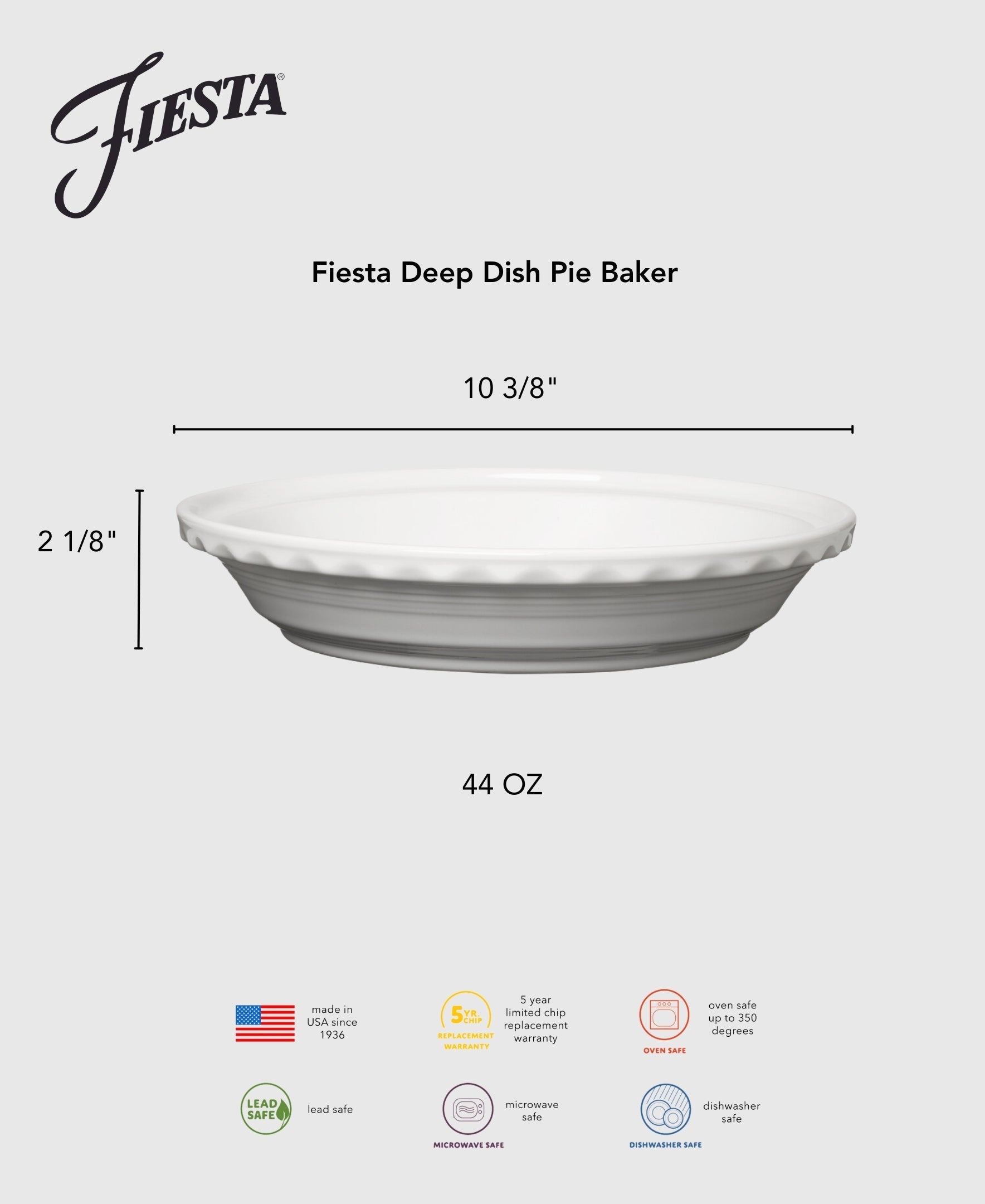 Fiesta Dinnerware - Fiesta 10 1/4 Inch Deep Dish Pie Baker 44OZ - Image 8